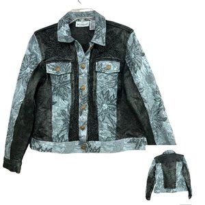 Vintage Cowgirl Embroidered Jacket Western Turquoise Jacquard Ornate‎ Button